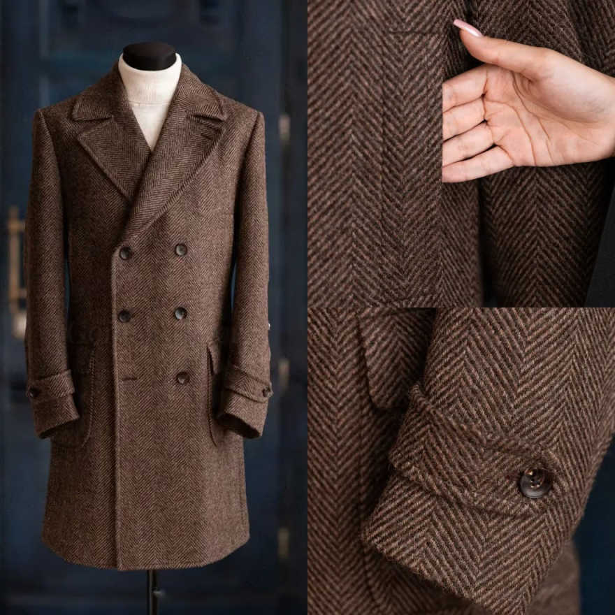 Mantel Herringbone Pria Modern - Men Formal Wear Modern ulasan dan harga